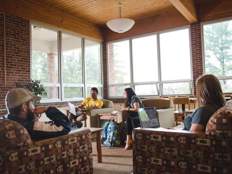 Students socialize on campus